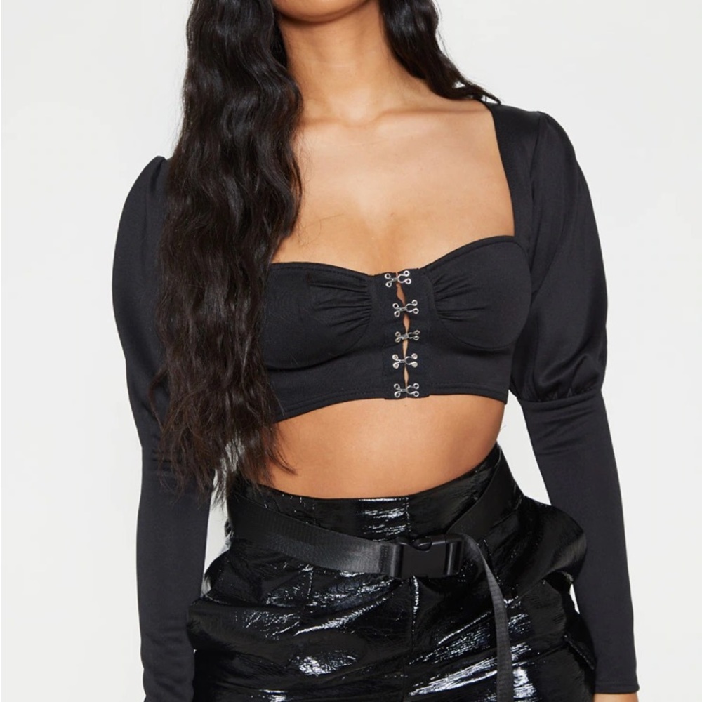 Black Hook and Eye Puff sleeve Blouse
